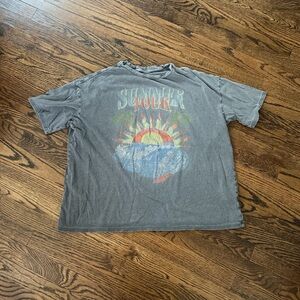 Billabong Summer Tour Boyfriend Tee With Surf Vibes Print In Charcoal Gray